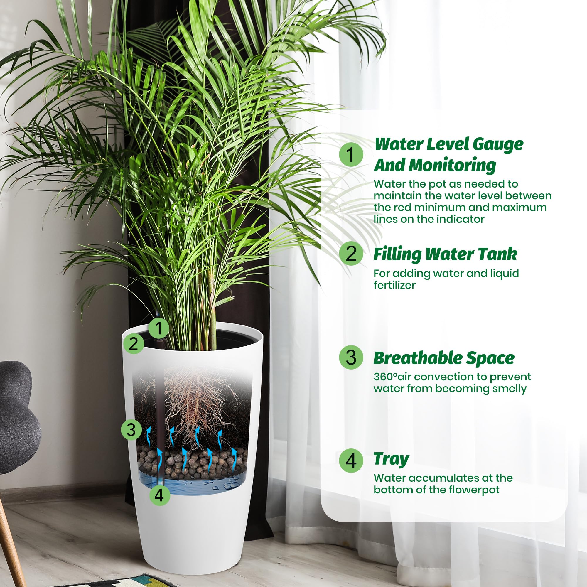 GarveeLife planter tray aids convenient water filling.