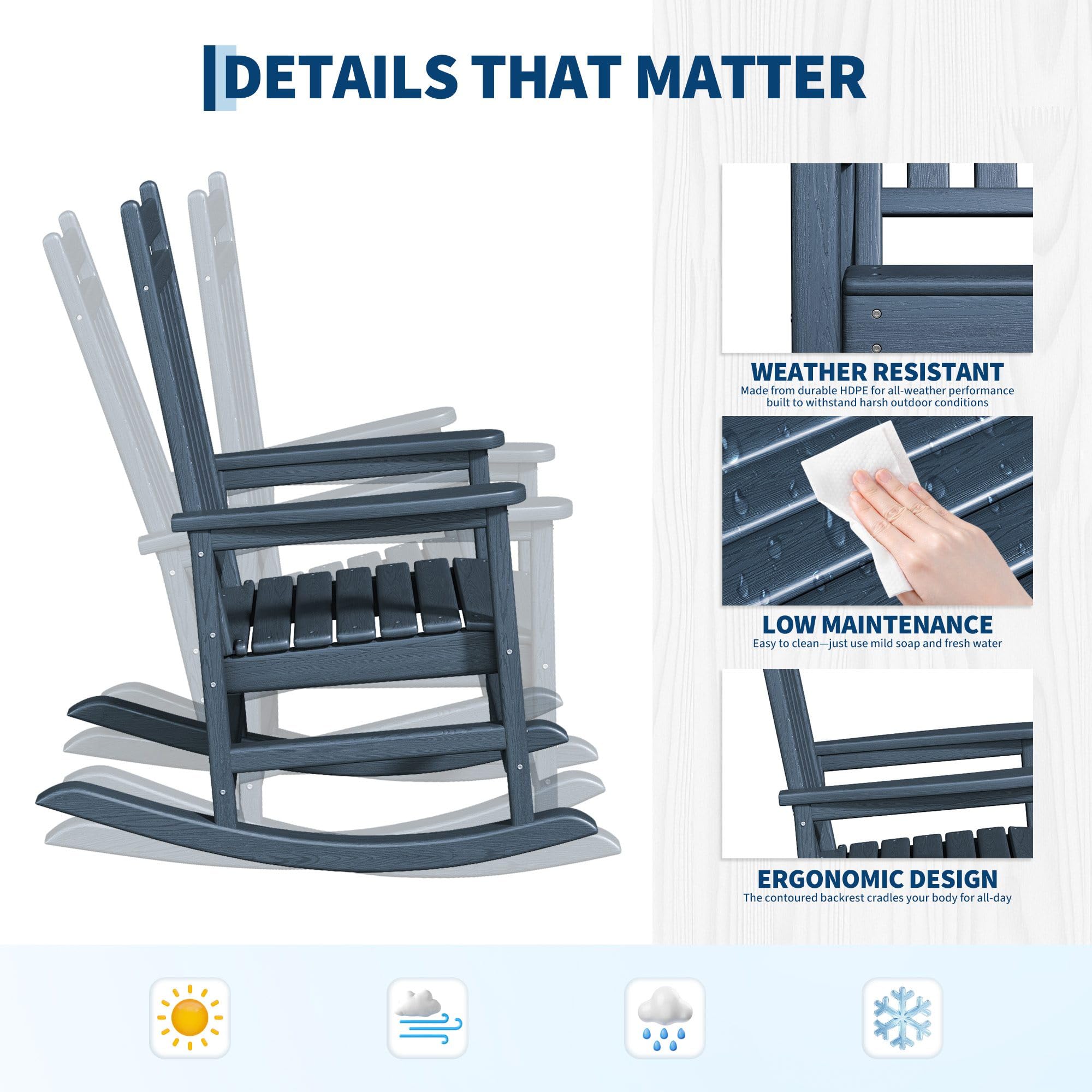 GarveeLife wide backrest supports comfortable outdoor seating sessions