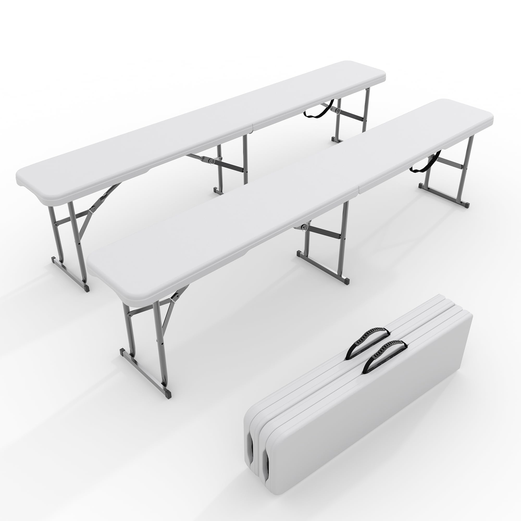 GarveeLife portable folding bench, 72inch setup, spacious outdoor seating for gatherings.