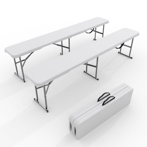 GarveeLife portable folding bench, 72inch setup, spacious outdoor seating for gatherings.