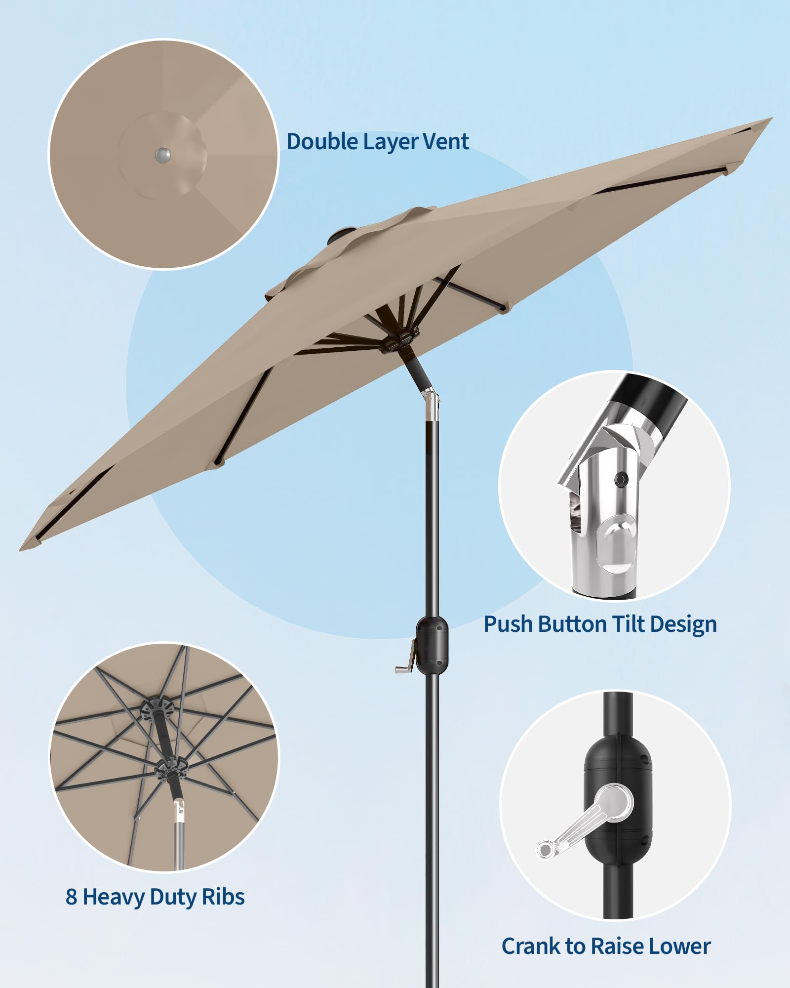 GarveeLife push-button tilt demonstrates quick angle adjustments for sun-ready seating.