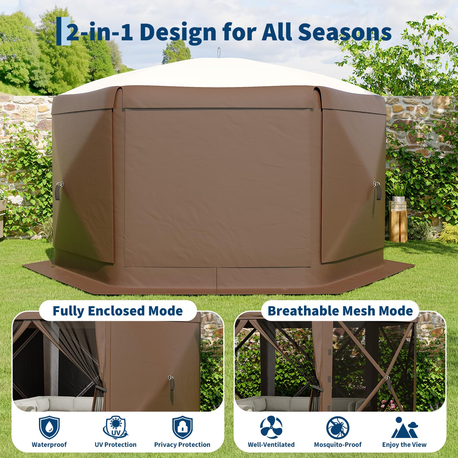GarveeLife gazebo with removable canopy top for flexible shelter options.