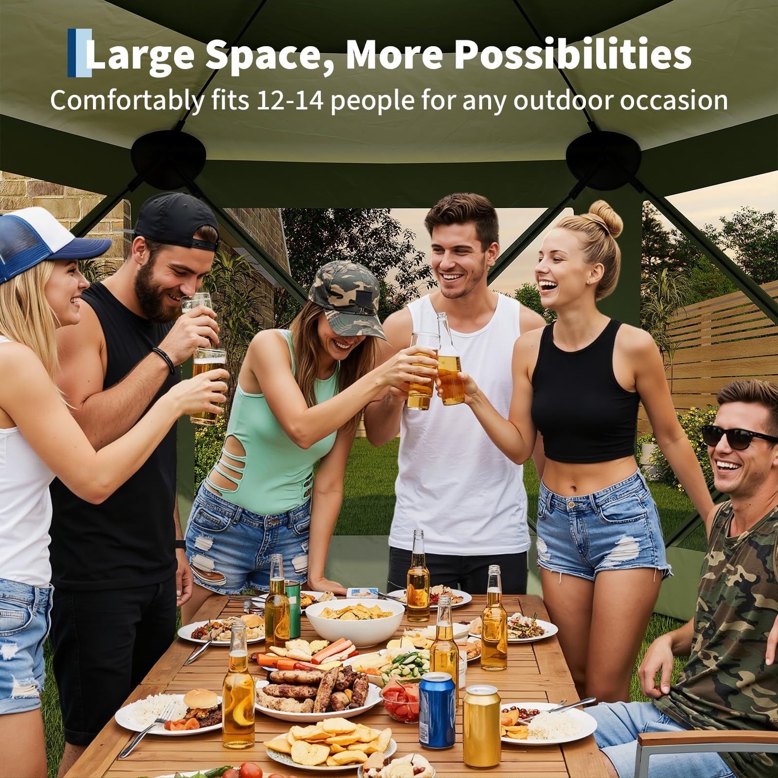 GarveeLife reinforced steel frame with stakes ensures stable shelter