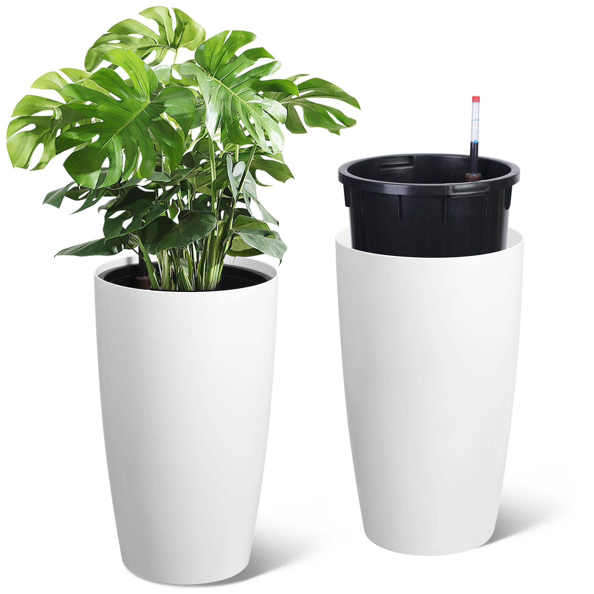 GarveeLife tall planter with water level monitor for easy moisture tracking.