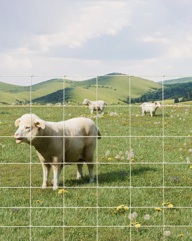 GarveeTech 9GA fence mesh closeup showing rugged construction for durable livestock protection.