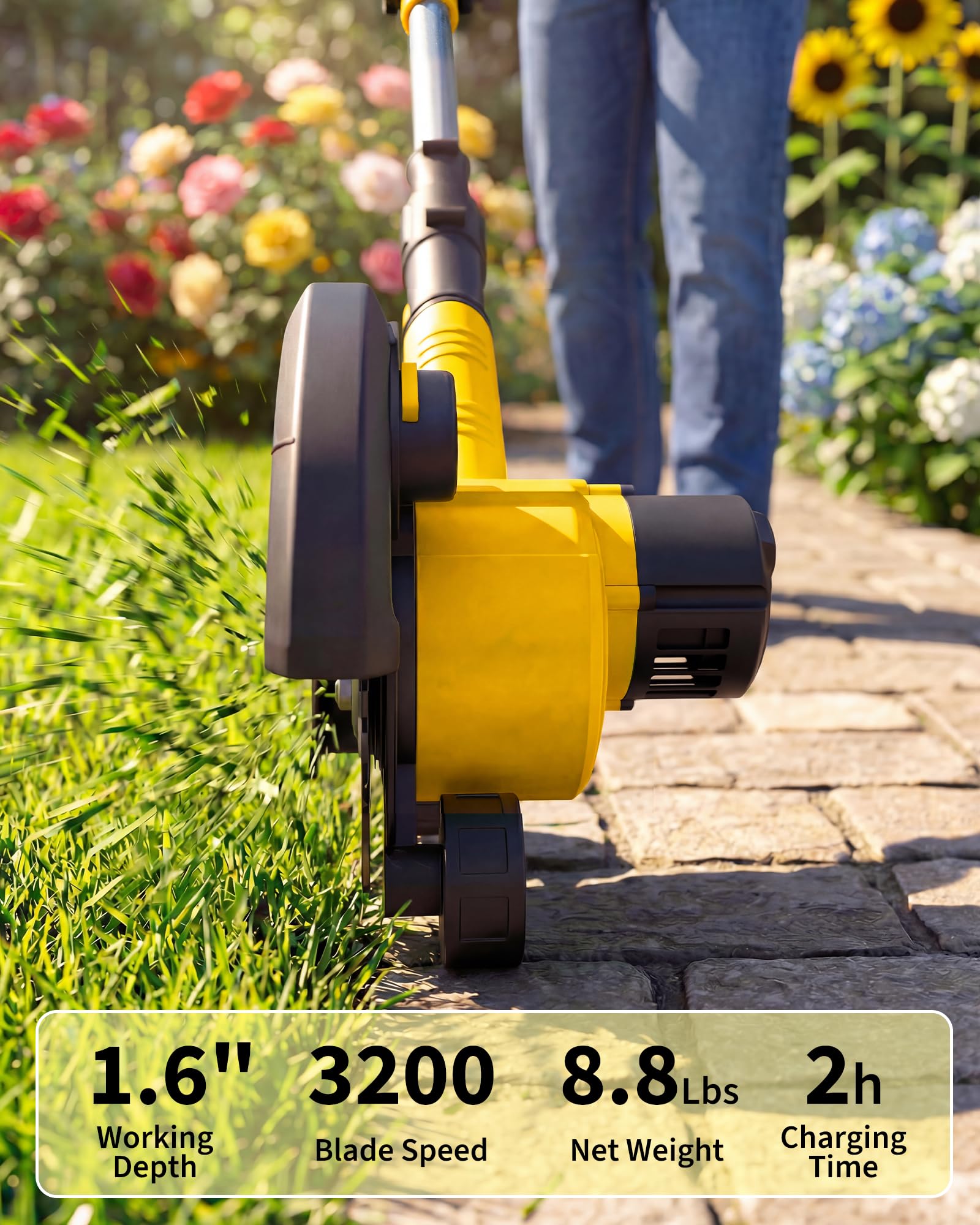 GarveeTech edger depth wheel showing adjustable depth settings.