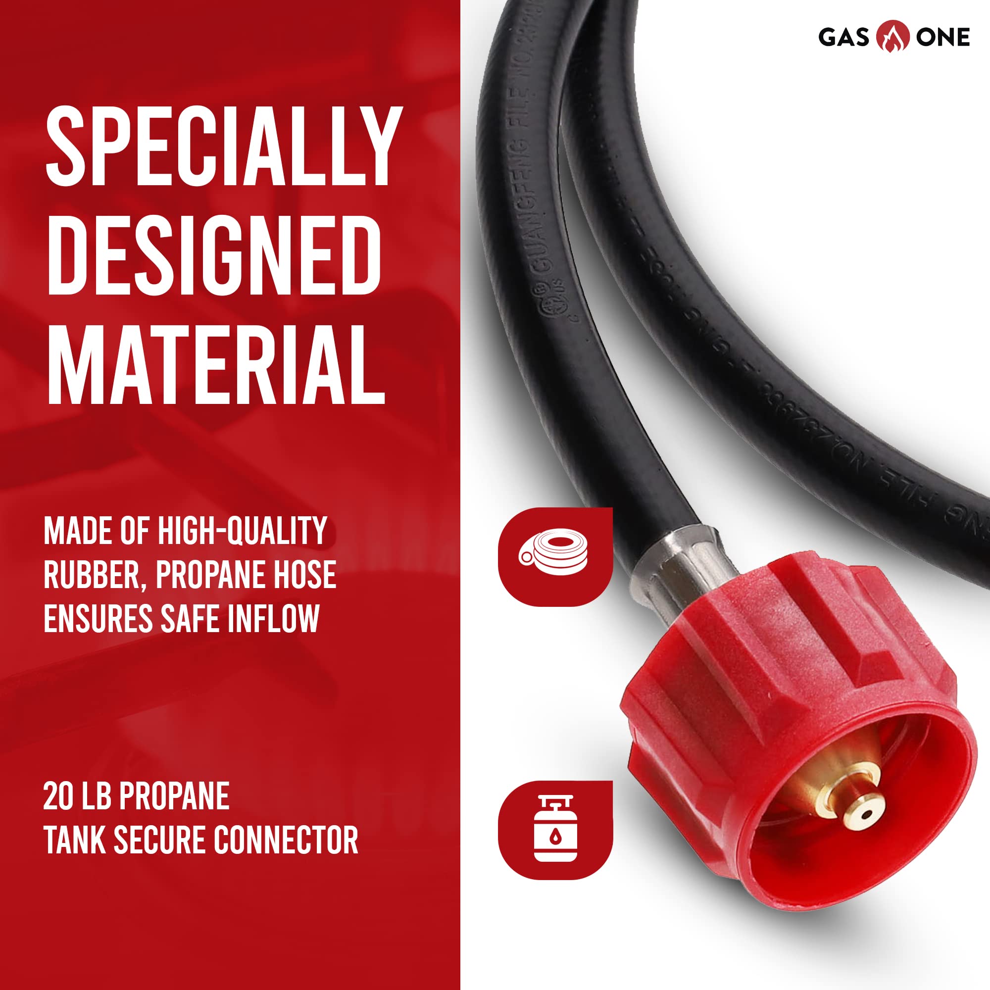 Gas One hose connected to a 20 lb tank for extended use