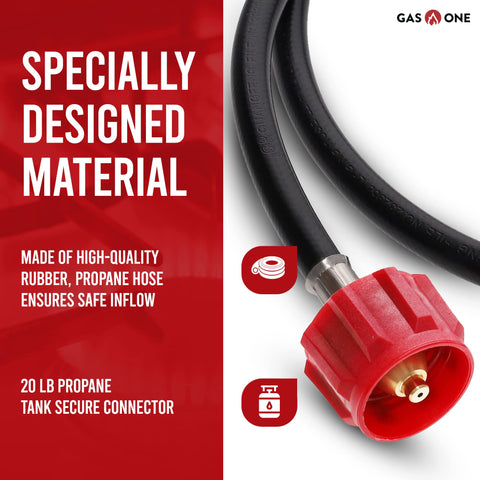 Gas One hose connected to a 20 lb tank for extended use