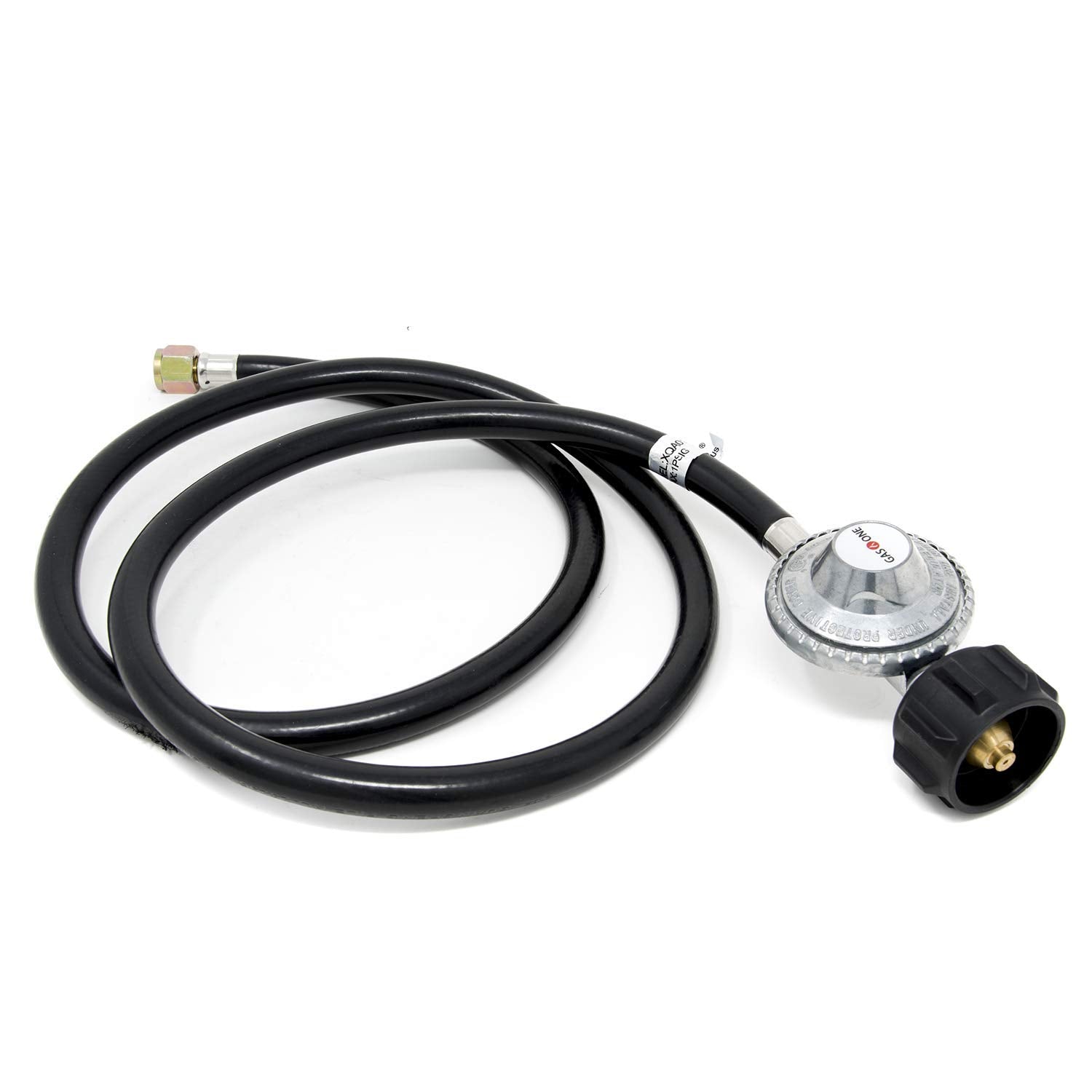 Gas One 5 ft regulator hose front view supports versatile propane setup