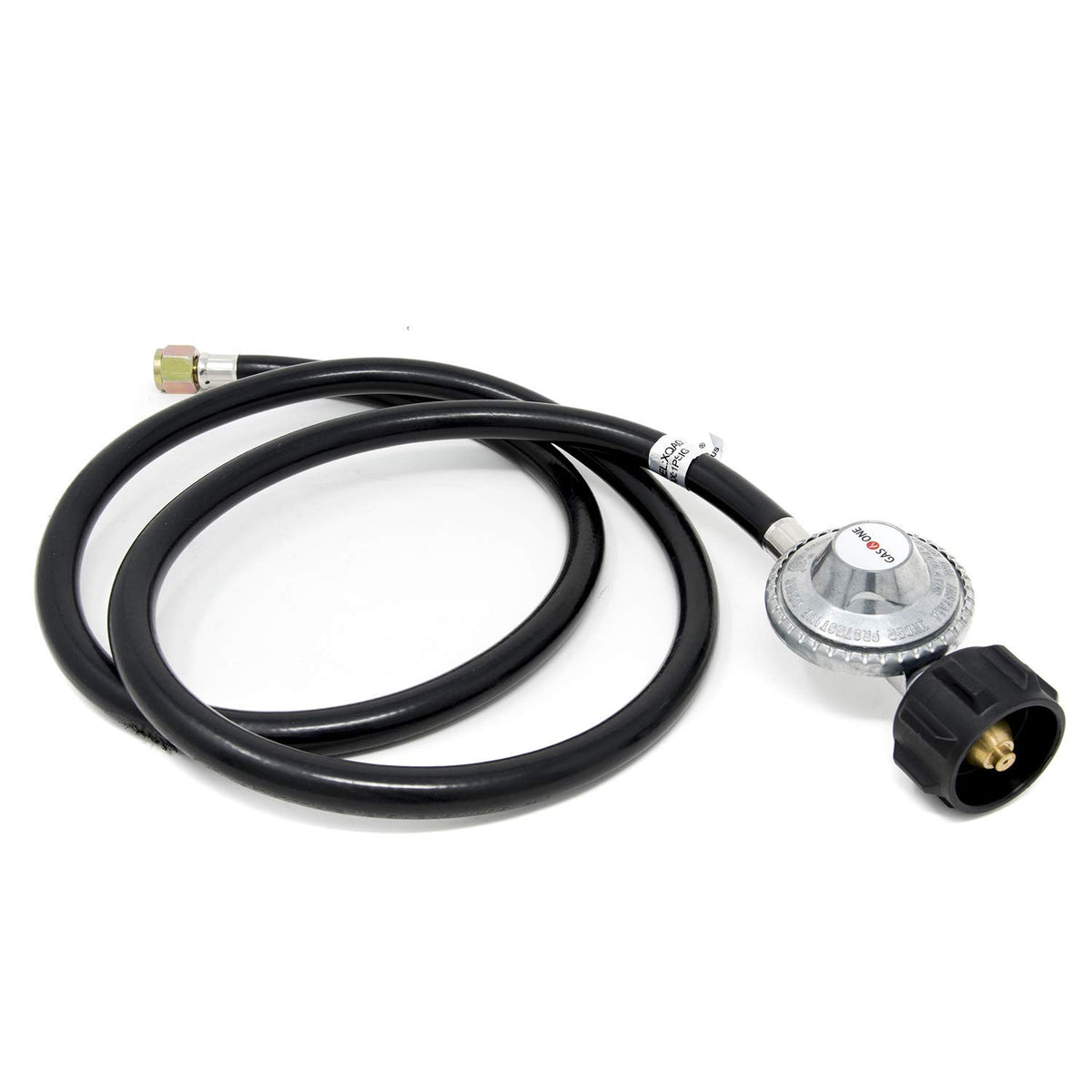 Gas One 5 ft regulator hose front view supports versatile propane setup