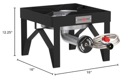 Gas One burner dimensions 15.5 x 12 inches for compact setup.