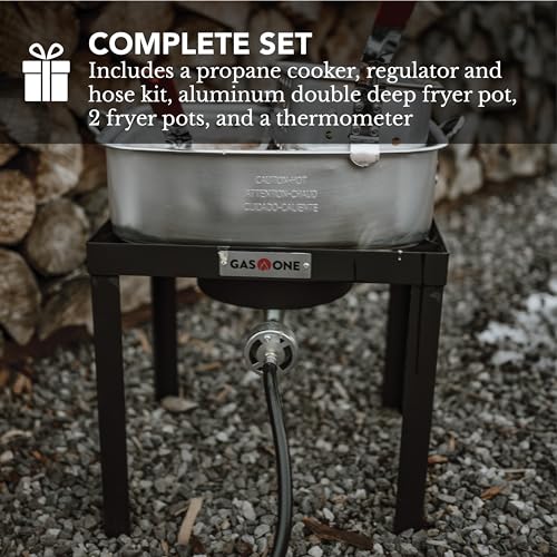 Gas One double fryer thermometer for precise oil management.