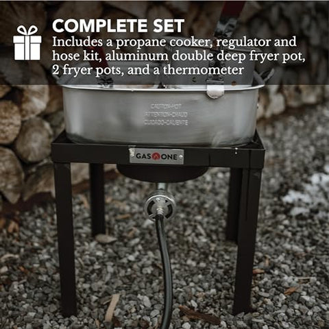 Gas One double fryer thermometer for precise oil management.
