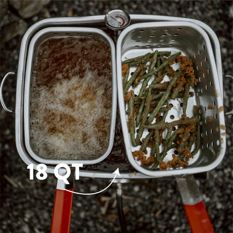 Gas One outdoor fryer setup for a family BBQ dinner.