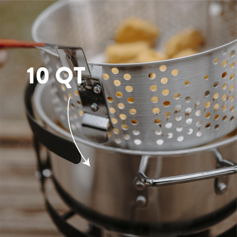 Gas One outdoor frying setup shown for backyard cooking.
