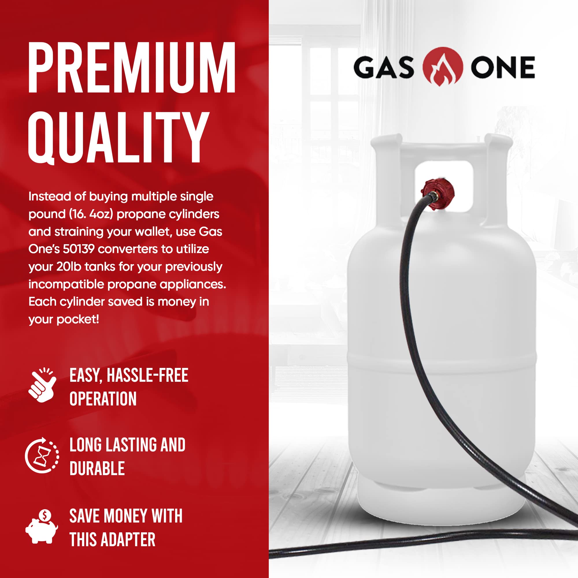 Gas One propane hose in use with a grill or camp stove