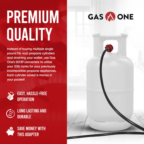 Gas One propane hose in use with a grill or camp stove