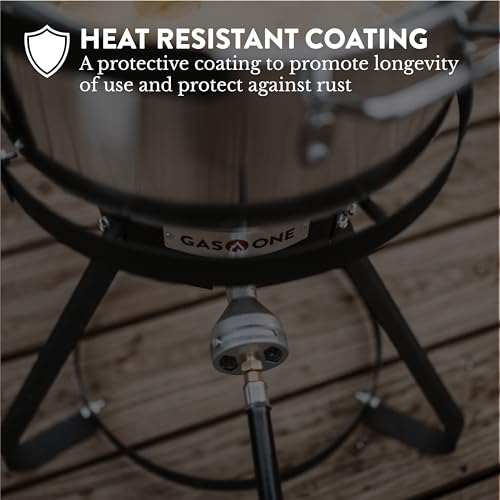 Gas One regulator and hose ensuring safe propane flow during cooking.