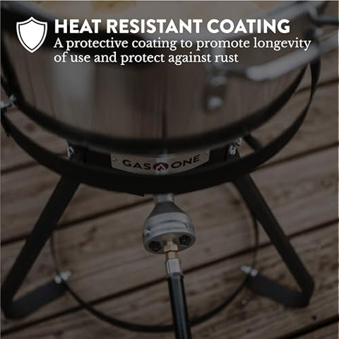 Gas One regulator and hose ensuring safe propane flow during cooking.
