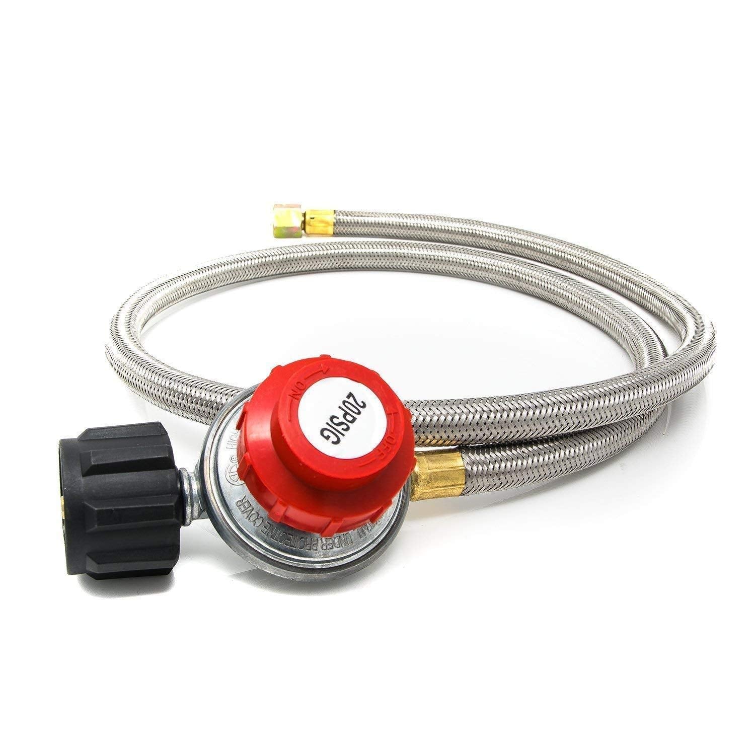 Gas One regulator with 3/8 flare for secure, leak-free connections.