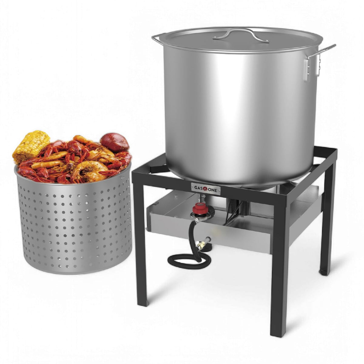 Gas One seafood boil kit burner setup for efficient outdoor cooking.