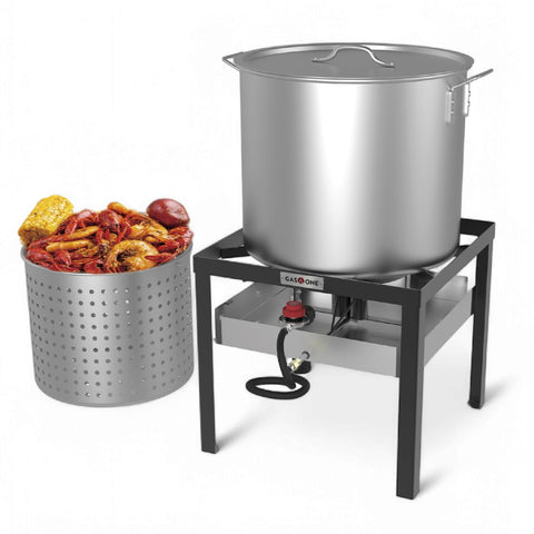 Gas One seafood boil kit burner in action delivering high heat for quick boils
