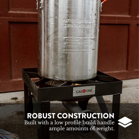 Gas One sturdy metal body with cast iron burners for durable outdoor use.