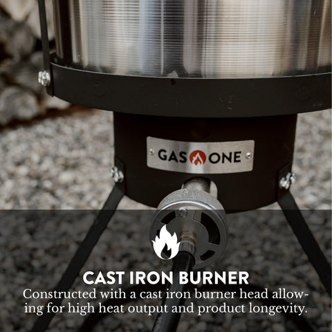 Gas One thermometer included for precise frying temperatures