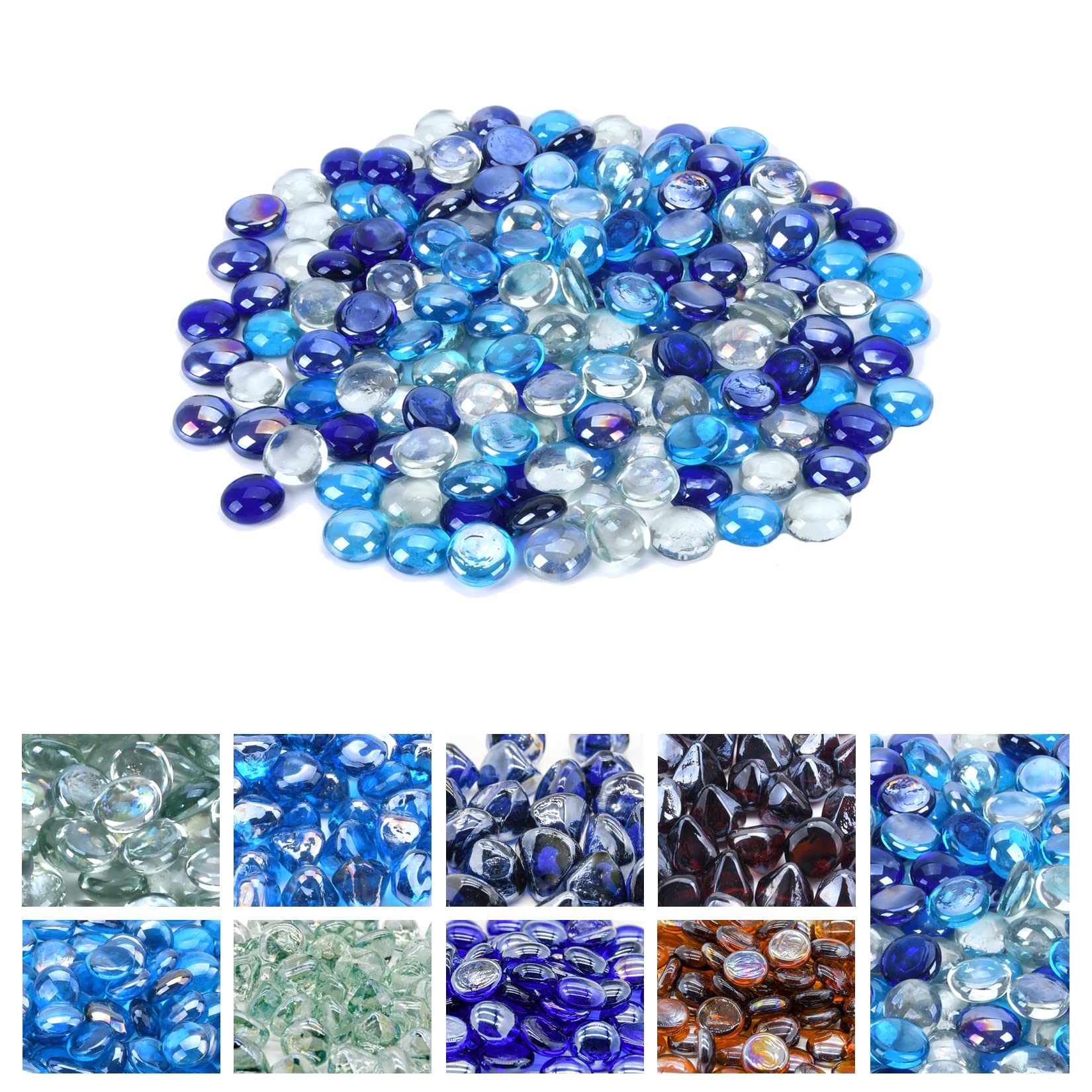 GasSaf blended fire glass beads cobalt blue add vibrant glow to outdoor fire pits.