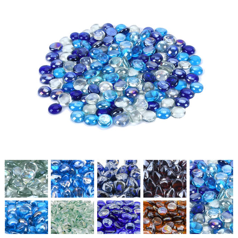 GasSaf blended fire glass beads cobalt blue add vibrant glow to outdoor fire pits.