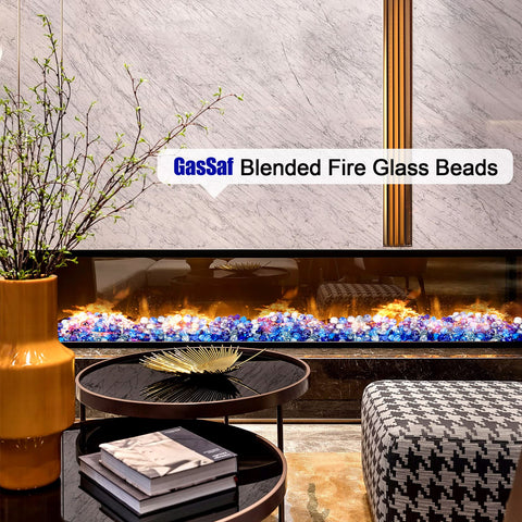 GasSaf beads fire pit display add dazzling color and warmth to outdoor gatherings.