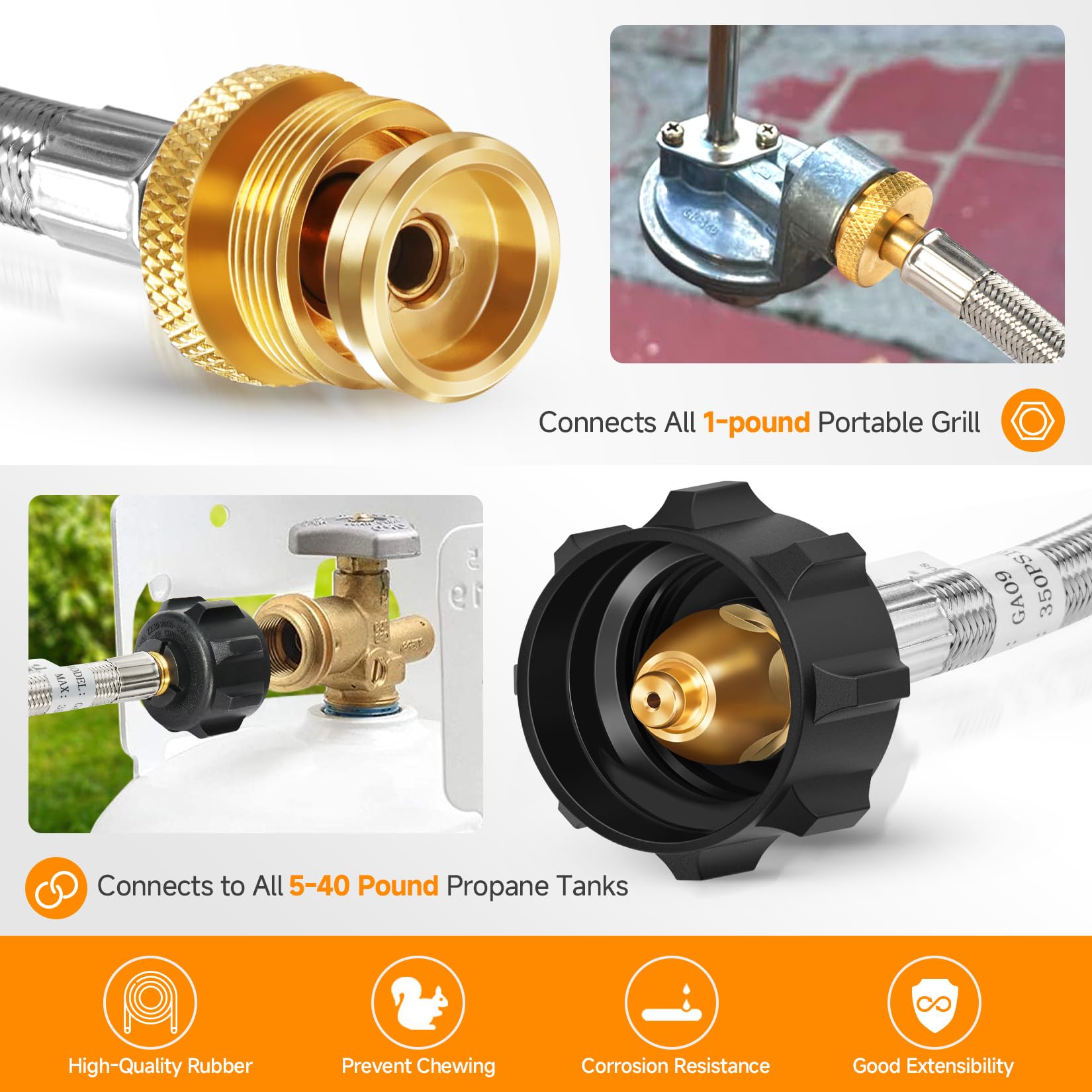 GasSaf adapter connected to Weber Q 1200 demonstrating compatibility and ease