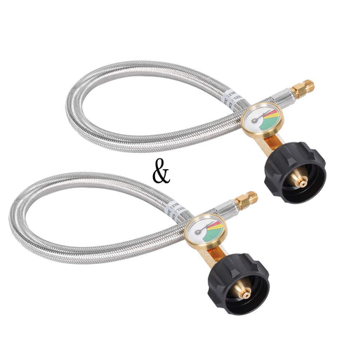 GasSaf 18-inch RV propane hose with gauge for quick level check