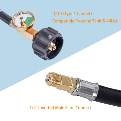 GasSaf propane hose with QCC1 connection fits standard tanks for reliable camping