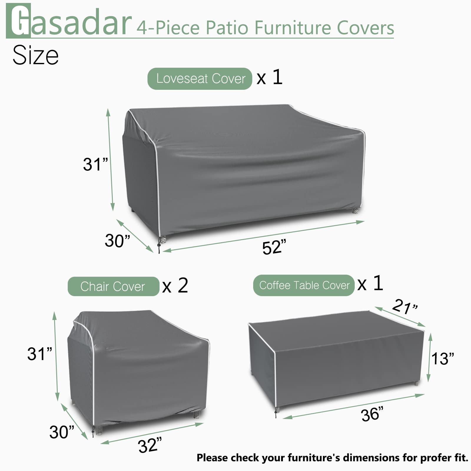 Gasadar armchair cover close-up shows waterproof back coating and taped seams