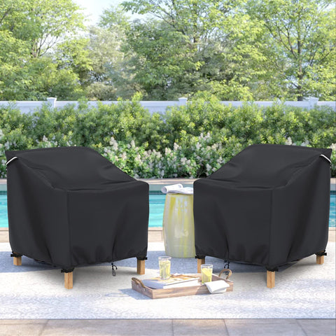 Gasadar chair cover on outdoor lounge showing full protection.