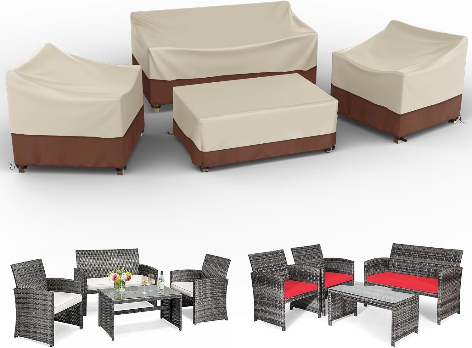 Gasadar patio armchair cover viewed from front for all-weather protection
