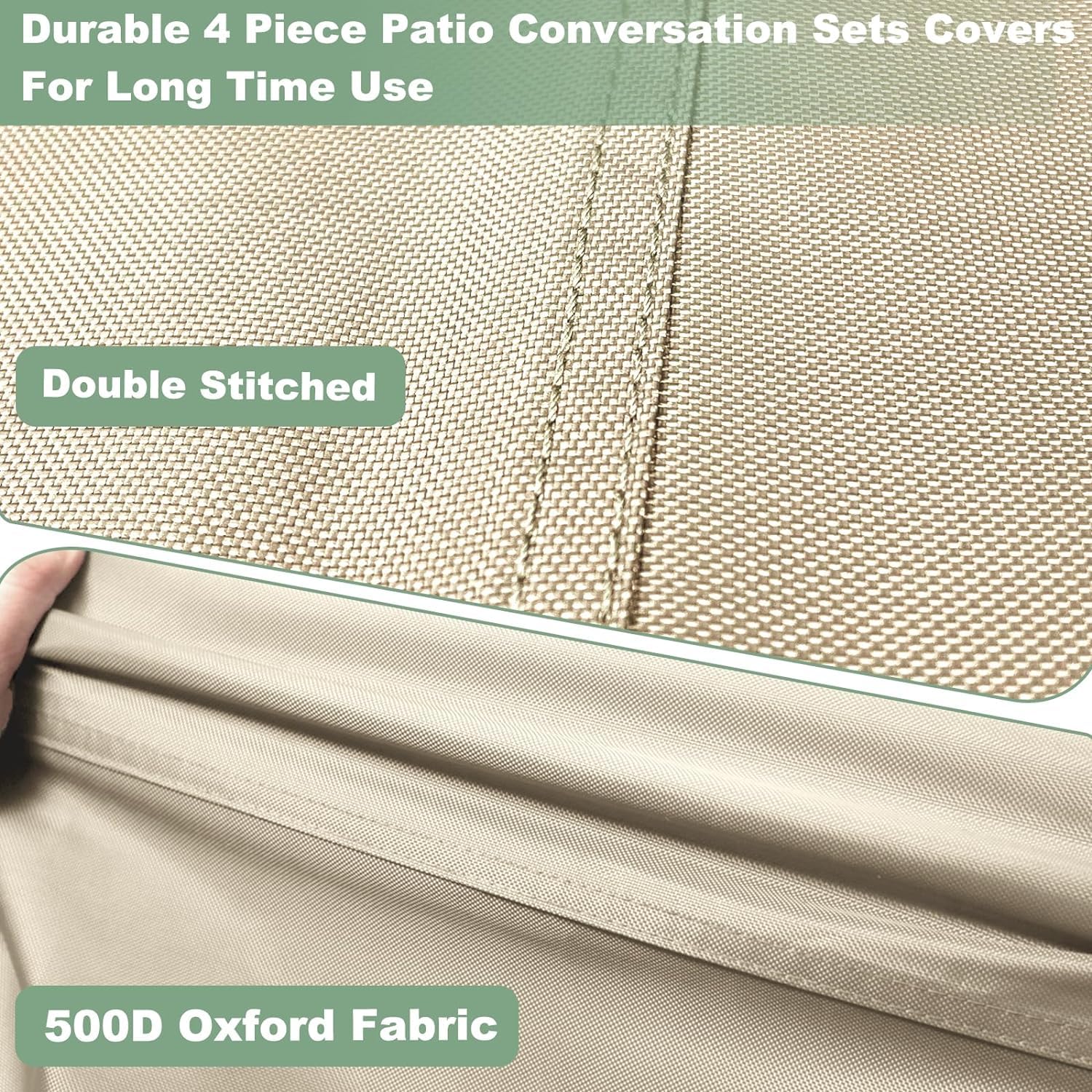 Gasadar loveseat cover visible, designed to shield seating from rain and sun