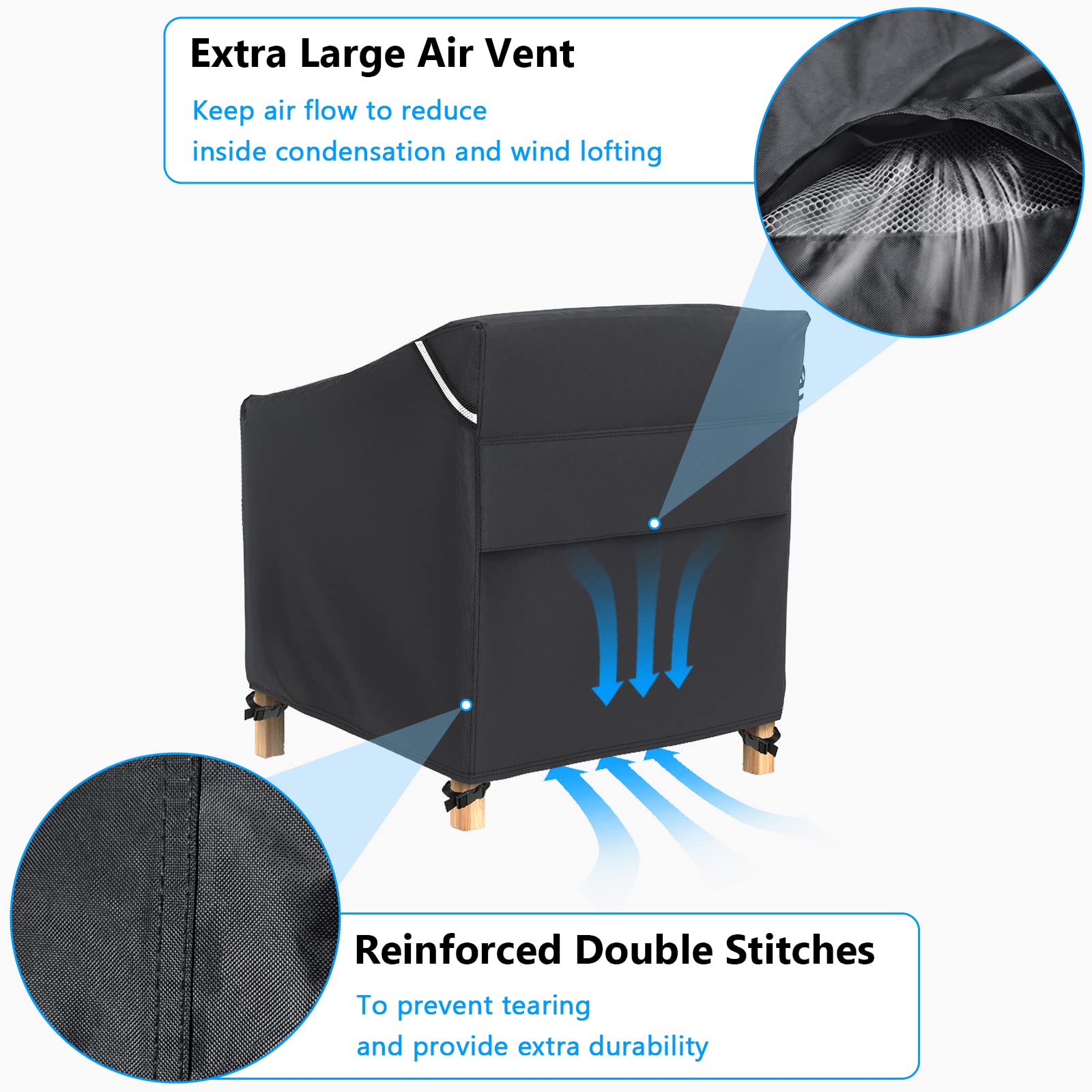 Gasadar strap buckles and drawstring secure the cover against wind.