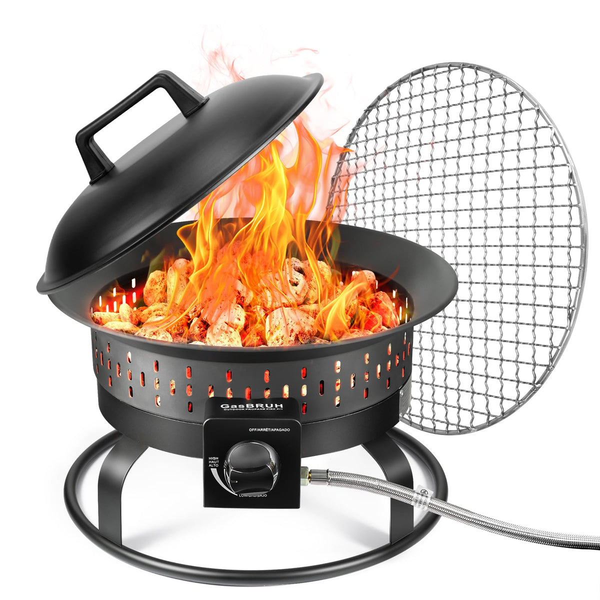GasBRUH 19-inch outdoor propane fire pit front view for cozy patio evenings