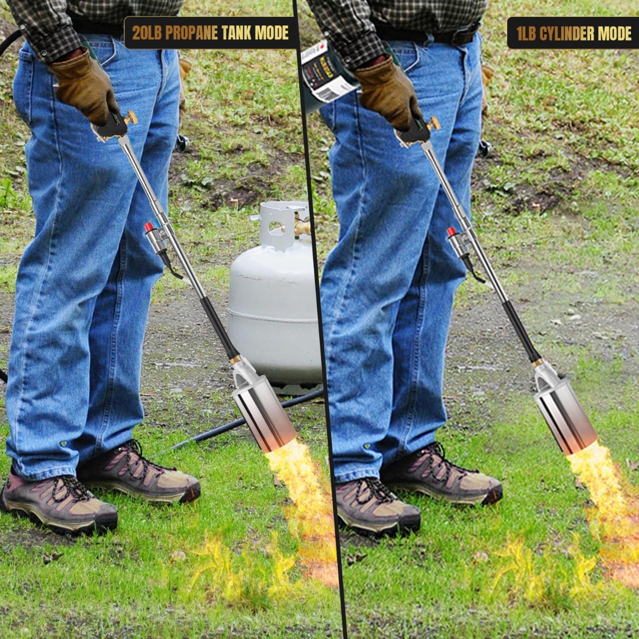 GasBRUH heavy-duty torch with 8.8 ft hose enables versatile outdoor heating.