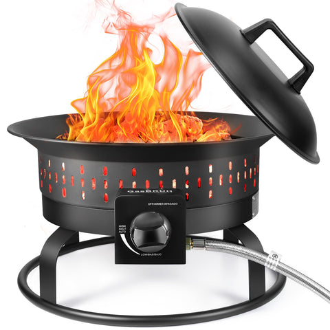 GasBRUH 19 inch outdoor propane fire pit ready for patio gatherings
