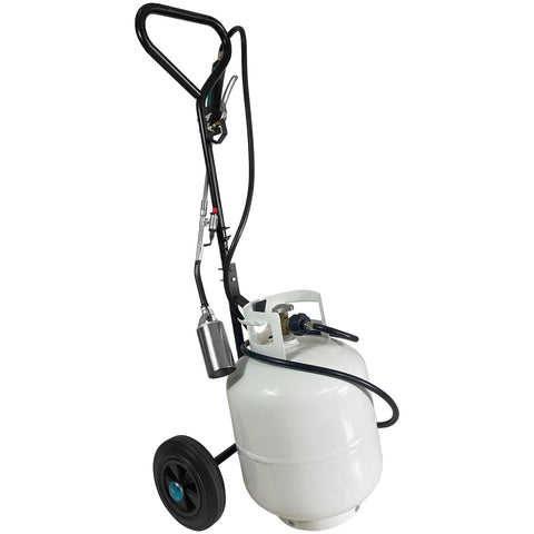 GasBRUH propane tank dolly with wheels for easy transport of 20 lb cylinders.
