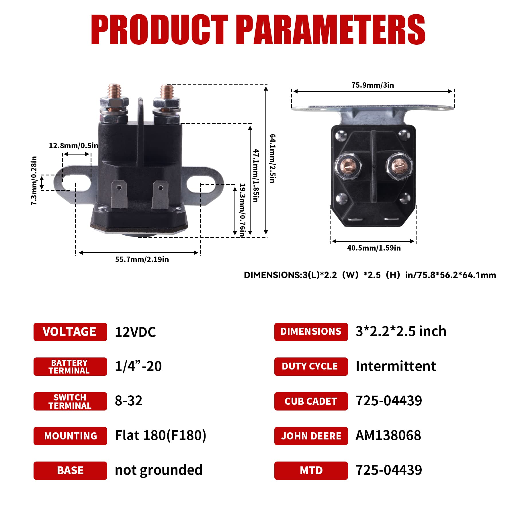 Gashwer lawn mower solenoid installation with clear wiring access and terminal stud