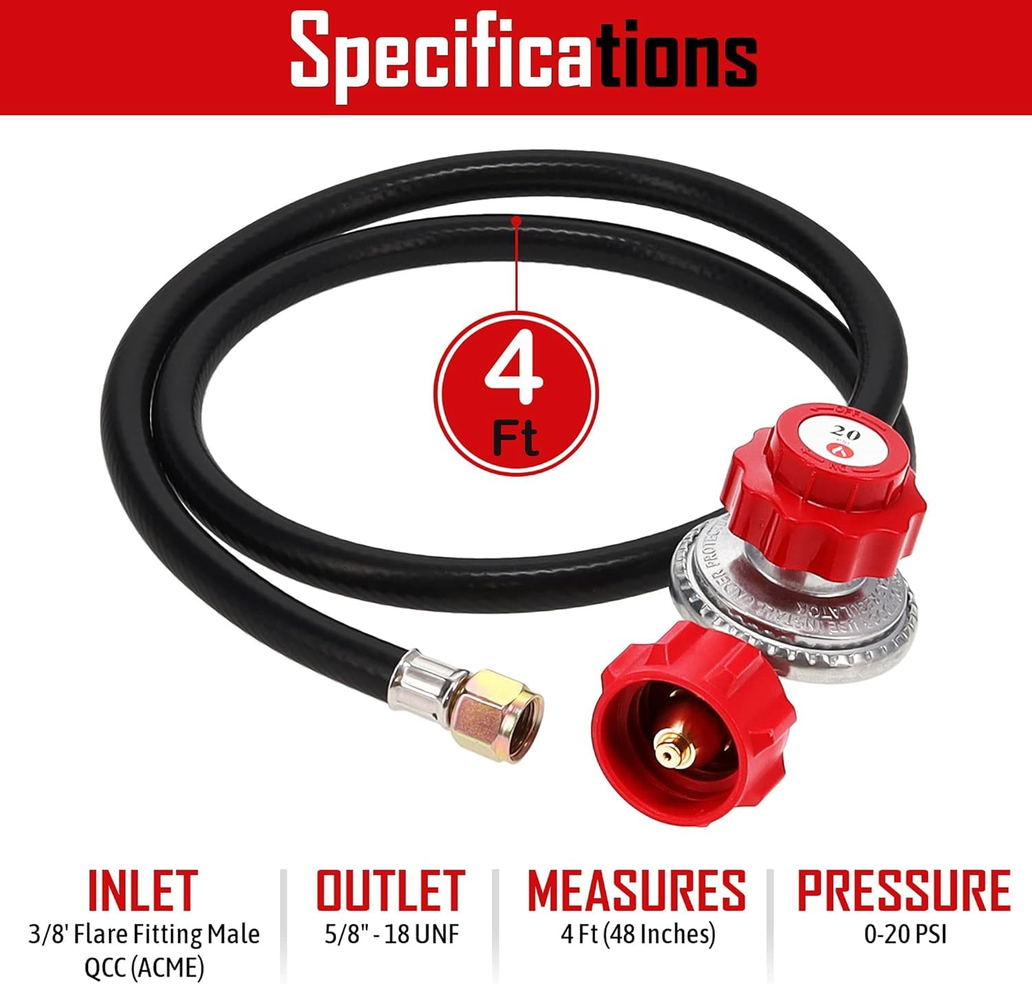 Gas One 2109-RED knob detail highlighting adjustable output for various grills and heaters.
