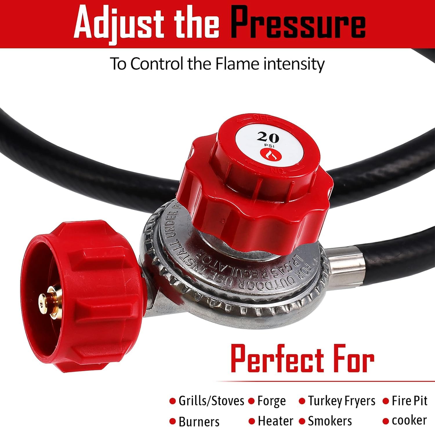 Gas One brass-rubber construction emphasizes durability for heavy-use outdoor setups.