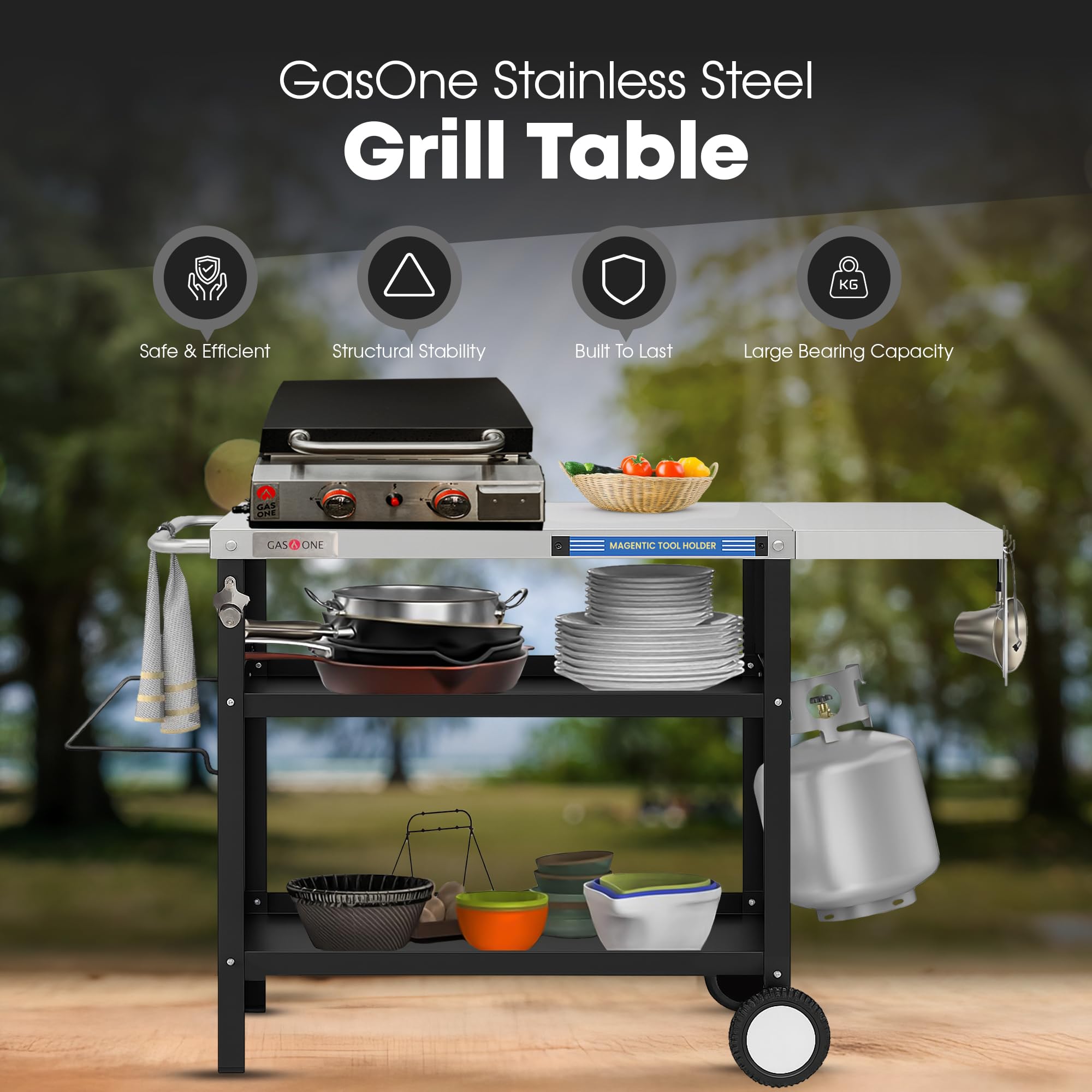 GasOne trash bag hanger keeps cleanup simple during backyard grilling