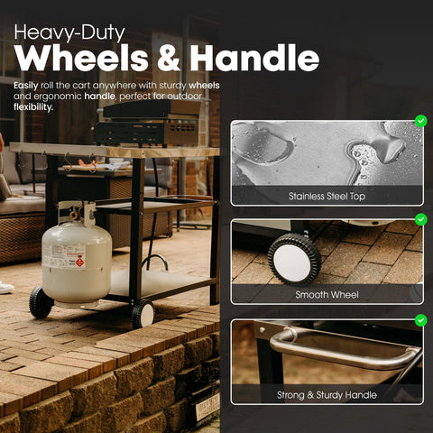 GasOne rolling cart with wheels and handle for versatile outdoor placement
