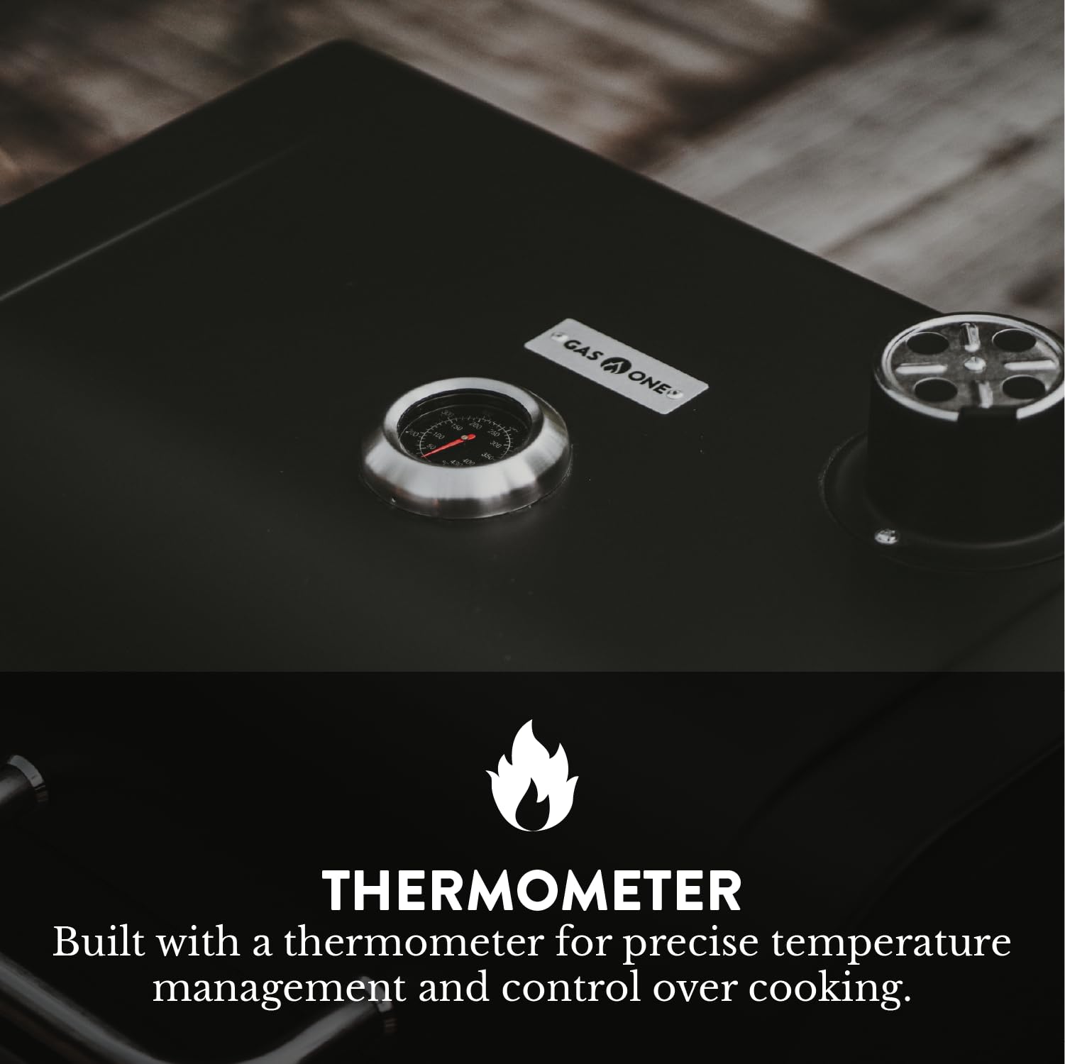 Gas One side damper controls help adjust heat for better cooking.
