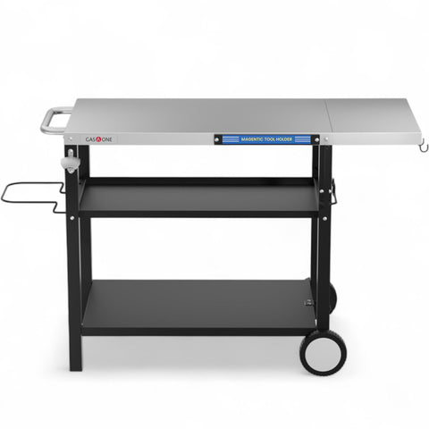 GasOne stainless steel grill table rolling cart for organized outdoor cooking prep